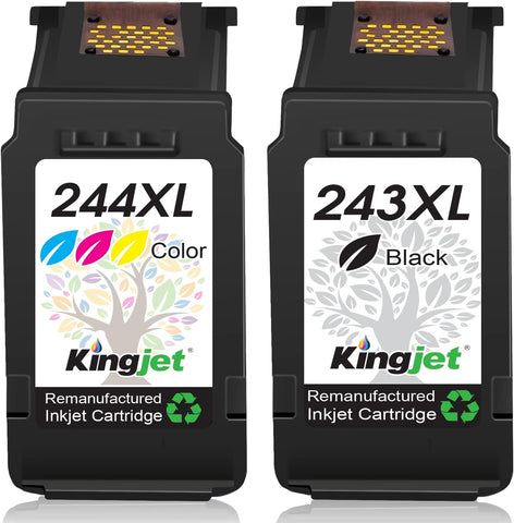 Kingjet Remanufctured Replacement for Canon PG-243 CL-244 PG-245XL CL-246XL for Canon MG2522 Ink Cartridges for Pixma MX492 TS3122 MG2922 MG2520 MG2920