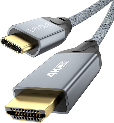 USB C to HDMI Cable 4K 60Hz 16.4 FT for Thunderbolt 4/3 to HDMI Type-C to HDMI Braided Cord Converter Support 3D HDR Compatible with MacBook Pro/Air, iMac, iPad Pro, Galaxy S20 S10, Surface, Dell, HP