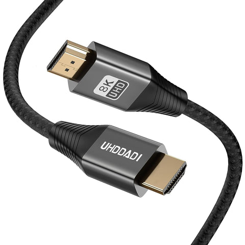 uhddadi HDMI 2.1 Cable 15FT/4.6M, 8k HDMI Cable 48Gbps High Speed 8K@60Hz 4K@120Hz HDMI Braided Cord, DTS:X, HDCP 2.2 & 2.3, HDR10 Compatible with Roku TV/PS5/HDTV/HDTV/Blu-ray