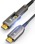 Highwings 8K Fiber Optic HDMI 2.1 Cable Long with Dual Micro HDMI and Standard HDMI Connectors, Detachable High Speed 48Gbps Ultra HD Supports 8K 4K Compatible for Camera, PC, TV, 65Feet/20M Black
