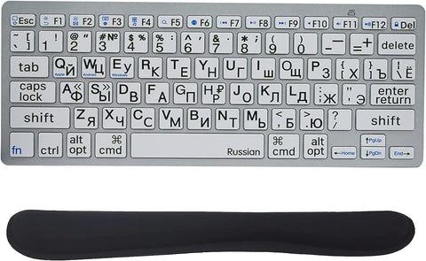 CaoXiong Multi-Device Russian Language Wireless Bluetooth Keyboard,Elderly Keyboard with Wristbands High Contrast Keyboard for Mac OS iPad, iPhone, Android Tablets, Windows,Visually Impaired