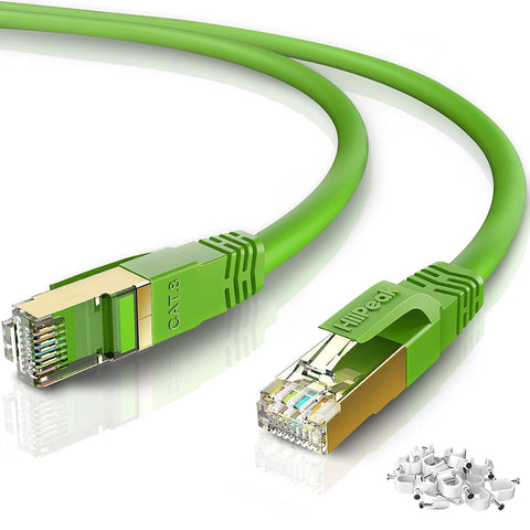 Cat8 Ethernet Cable 75FT, Indoor&Outdoor, Heavy Duty High Speed 26AWG Cat8 Network LAN Cable 2000Mhz, 40Gbps with Gold Plated RJ45 Connector, Weatherproof S/FTP UV Resistant for Router,Modem,PC(Green)