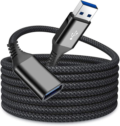 sweguard USB 3.0 Extension Cable 10ft Type A Male to Female USB 3.0 Extension Cord Nylon Braided Supports High Speed 5Gbps Compatible with USB Keyboard,Flash Drive,Hard Drive,Printer & More-Black