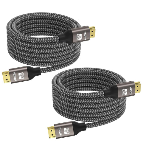 Yinker 8K HDMI 2.1 Cable 10 feet 2 Pack, 8K 60Hz HDMI Braided Cord 48Gbps HDCP2.2 HDR10