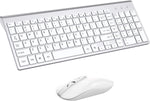 Wireless Keyboard Mouse Combo, cimetech Compact Full Size Wireless Keyboard and Mouse Set 2.4G Ultra-Thin Sleek Design for Windows, Computer, Desktop, PC, Notebook, Laptop - Silver