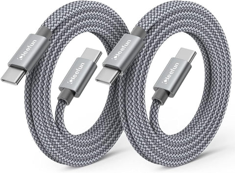 [10ft, 2-Pack] USB C to USB C Cable Fast Charging, CLEEFUN 60W Type C to C PD Cable Braided Compatible with Samsung Galaxy S21+ S20+ S21 S20 Ultra A71 A72 A52 A51 Note 20 10 5G, Pixel 5 4 4a XL,Switch