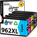 Smart Ink Compatible Ink Cartridge Replacement for HP 962XL 962 XL (Black XL & C/M/Y XL 4 Combo Pack) to use with Officejet Pro 9015 9010 9018 9022 9025 9020 9019 9013 9016 Officejet 9012