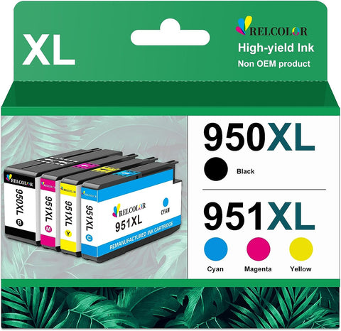 Replacement for HP Ink OfficeJet Pro 8600 8610 8100 Printer 950XL 951XL Cartridge 950 951 XL to Officejet pro 8620 8625 8630 8660 8615 276DW 251DW Printer, High-Yield 4 Pack|HP950 HP951 XL