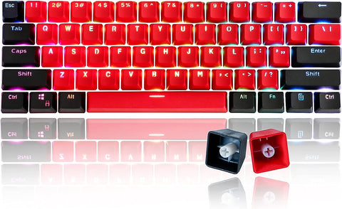 GTSP 61 Red Keycaps 60 Percent Keycap Set PBT OEM Ducky Keycap with Key Puller Fit for Cherry MX switches GK61 Mechanical Gaming Keyboard (Milan A