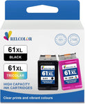 Relcolor Replacement for HP Ink Cartridge 61 61XL HP61 XL Black Color Combo for Envy 4500 5530 4502 5534 5535 Deskjet 2540 3050 1000 1510 1512 1010 1056 OfficeJet 4630 4635 2620 Printer HP61XL