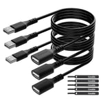 USB Extension Cable 15 Feet (3 Pack), USB Type A Male to Female USB 2.0 Extender Cord (from 2ft to 150ft for Selection), for Printer, Keyboard, Mouse, Flash Drive, Hard Drive with 5 Ties-15FT/3PK