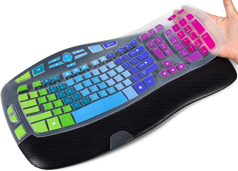 Colorful Keyboard Cover Compatible with Logitech K350 MK550 MK570 Wireless Wave Keyboard, Logitech K350 MK550 MK570 Full Keyboard Protector Skin -Rainbow