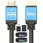 Postta HDMI Cable 20 Feet HDMI 2.0V Cable with 2 Piece Cable Ties+2 Piece HDMI Adapters Support 4K 2160P,1080P,3D,Audio Return and Ethernet-Blue