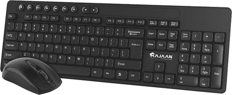 HAJAAN HC320-W Comfortable Ergonomic Designed Wireless Keyboard & Mouse Combo Set with Multimedia Keys for Windows 7, 8, 10 and 11, Professional, Office, Home Office, Laptop, Desktop Computer (Black)