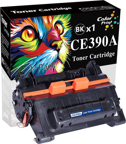 (1-Pack, Black) ColorPrint Compatible CE390A Toner Cartridge Black Replacement for Hp 90A 390A CE390X 90X 390X Work with Enterprise 600 M601n M601dn M602n M603n M603 M4555 M4555F M603xh M4555H Printer