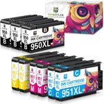 BINKSYLER 9 Pack 950 951XL Ink Cartridges Compatible Replacement for HP 950XL 951XL Ink Cartridges for HP Officejet Pro 8600 8610 8620 8630 8640 8625 8615 8100 251dw 271dw 276dw Printer(3BK/2C/2M/2Y)