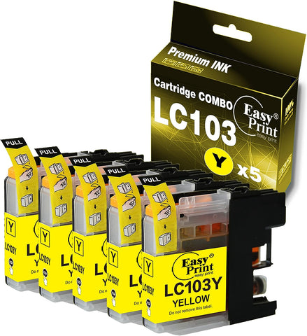 EASYPRINT Compatible LC103xl LC-103XL Ink Cartridges 103XL Used for MFC-J4310DW J4410DW J4510DW J4610DW J4710DW J6520DW J6720DW J875DW J450DW, (5X Yellow)