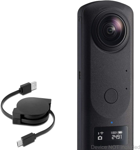 BoxWave Cable Compatible with Ricoh Theta Z1 (Cable by BoxWave) - miniSync - USB-A to USB Type-C, Retractable Cable - USB-A to USB Type-C for Ricoh Theta Z1