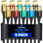 Maximm 8k Hdmi Cable 3ft,HDMI 2.1 Cable, Hdmi Cord Short Hdmi Cable 3 ft, Ultra High Speed Hdmi Cable, 8k @60 HZ (3 Ft, 5 Pack)