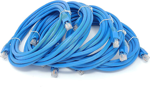 Micro Connectors 7ft Cat6A UTP Ethernet Patch 24AWG Cable (Blue, 5 Pack)