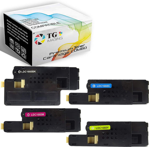 4-Pack TG Imaging B/C/Y/M Compatible Toner Cartridge Replacement for Dell C1660 Toner 1660 C1660w (Color Set) for Dell C1660w C1660 C1660cnw 1660CNW Toner Printer