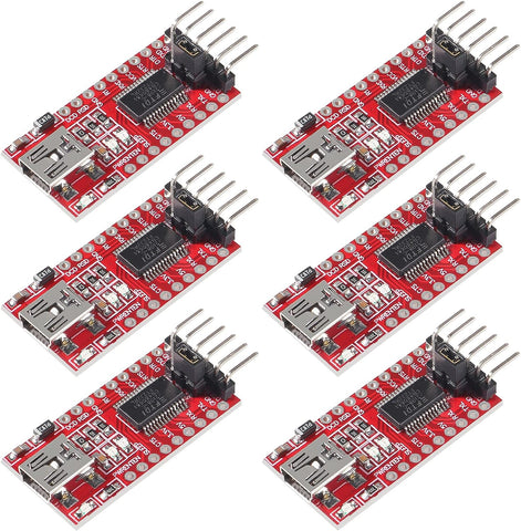 AEDIKO 6pcs 3.3V 5V FT232RL Mini USB to TTL Serial Converter Adapter Module