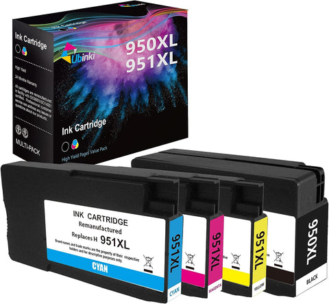 Ubinki 950 XL 951 XL Compatible Ink Cartridges Replacement for HP 950 951 XL Ink Cartridge Combo Pack to use with OfficeJet Pro 8600, 8610, 8615, 8620, 8625, 8100, 251DW, 276DW Printer, 4 Pack