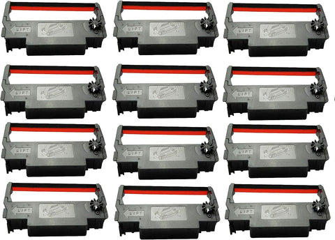 POKANIC ERC-30/34 / 38 Black and Red Ink Ribbon Cartridge Roller Replacement Receipt Kitchen Printer Compatible with Epson TM-200, TMU-220,TMU-230, Bixolon, SNBC SRP-275, SRP-270, BTP-M280 (12 Pack)