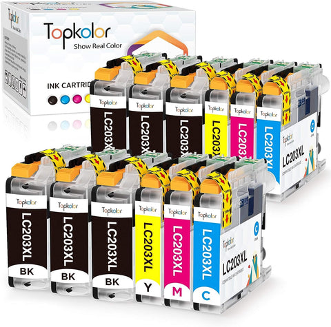 Topkolor LC203XL LC201XL Compatible Ink Cartridge Replacement for Brother LC203 LC201 XL to use with MFC-J480DW MFC-J880DW MFC-J4420DW MFC-J680DW MFC-J885DW Printers, 12Pack