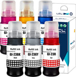 LCL Compatible Ink Bottle Replacement for Canon GI23 GI-23 BK GI-23BK GI-23C GI-23M GI-23Y GI-23R GI-23GY PIXMA G620 (6-Pack Black Cyan Magenta Yellow Red Gray)