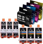 (6-Pack, 3 x Black + 3 x Tri Color) Compatible PGI 35 CLI 36 PGI35 CLI36 Ink Cartridge Used wtih Canon PIXMA iP100 iP110 Series Printer, by EasyPrint