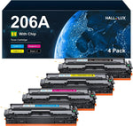 HALLOLUX 206A Toner Cartridge (with chip) Replacement for 206A 206X W2110A W2110X Compatible with Color Pro MFP M283fdw M283cdw M283 M255 M255dw M282nw Printer Toner (4 Pack)