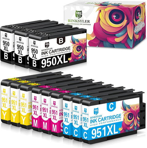 BINKSYLER 950xl 951xl Combo (950 XL Black/951 XL Color) Replacement for HP 950 951 Ink Cartridges Combo Pack use in Officejet Pro 8600 8610 8620 8630 8630 8625 8615 8100 276dw 251dw (3BK,3C,3M,3Y)