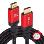 4K HDMI 2.0 Cable 10 ft. [5 Pack] by RitzGear. 18 Gbps Ultra High Speed Braided Nylon Cord & Gold Connectors - 4K@60Hz/UHD/3D/2160p/1080p/ARC & Ethernet. Compatible with UHD TV/Monitor/PC/PS5/Xbox