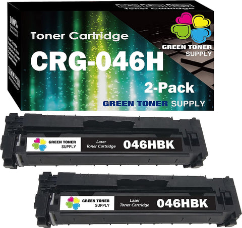 2-Pack Green Toner Supply Compatible Toner Cartridge Replacement for Canon 046H 046BK 046HBK CRG046HBK High Page Yield for imageCLASS MF731Cdw MF733Cdw MF735Cdw LBP654Cdw Toner Printer