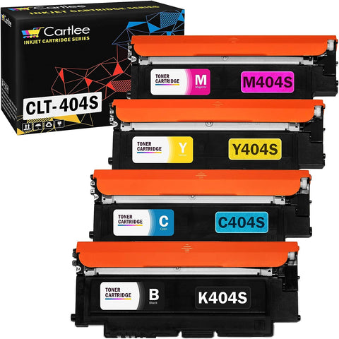 Cartlee 4 Compatible Toner Cartridges Replacement for Samsung CLT-K404S CLT-C404S CLT-M404S CLT-Y404S (1 Black, 1 Each Color) 404s 404 Xpress SL-C430W SL-C480FW SL-C480W c430 y404 k404 c480 Express