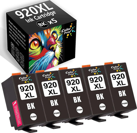 Colorprint 5-Pack Compatible 920XL Black Ink Cartridge Replacement for HP 920 XL Work with Officejet 6500 6500A 6000 7000 7500 7500A E709 Laser Printer