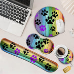 Mouse Pad with Wrist Support Gaming Mousepad Office Easy Typing Games to Relieve Fatigue Non-Slip Rustic Rainbow Woodgrain Black and Purple Cute Dog Paw Desk Pad Accessories, Cartoon Round Mouse Pad