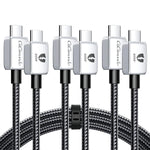 GiGimundo GGZ603 [60W 3A 10ft+6.6ft+3.3ft ] 3 Pack PD3.0 USB C to USB C Fast Charging Cable, Nylon Braided USB 2.0 Type C Cable, Compatible with Samsung/MacBook Pro/iPad Pro/Pixel/Switch, etc.