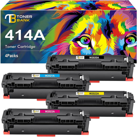 Toner Bank Compatible Toner Cartridge Replacement for HP 414A 414X 414 W2020A Work with Color Pro MFP M479fdw M454dw M479fdn M454dn M479 Laser Printer Ink (Black Cyan Magenta Yellow, 4-Pack)