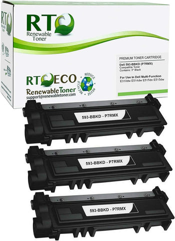 Renewable Toner Compatible High Yield Toner Cartridge Replacement for Dell 593-BBKD P7RMX Laser E310dw E514dw E515dn E515dw (Pack of 3)