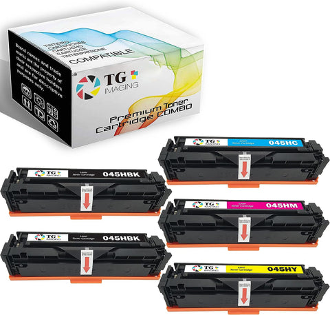 5 Pack TG Imaging Compatible 045 045H Toner Cartridge Replacement for CRG-045H Toner 2B/C/Y/M Combo for Color ImageCLASS MF631Cn MF632Cdw MF633Cdw MF634Cdw MF635Cx Toner Printer