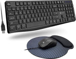 X9 Performance Ergonomic USB Keyboard and Mouse Combo with Mouse Pad and Wrist Rest - High-Performance 104 Key Full Size Keyboard and Wired Mouse with 5FT Cable for PC and Chromebook