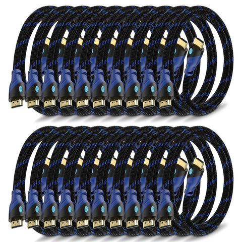 Aurum Ultra Series High Speed HDMI Cable with Ethernet - HDMI Extender Braided Cable Supports 3D and Audio Return Channel up to 4k Resolution 3FT HDMI Cable 20 Pack