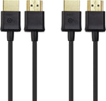 Cable Matters 2-Pack Ultra Thin HDMI Cable 6 ft (Ultra Slim HDMI Cable) 4K Rated with Ethernet