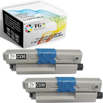 TG Imaging 2xBK Compatible C330 Toner Cartridge C330BK (2-Pack) Replacement for OKI Type C17 C330DN C530DN MC561 MC562W MC361 MC362W Toner Printer (2 Pack, Black)