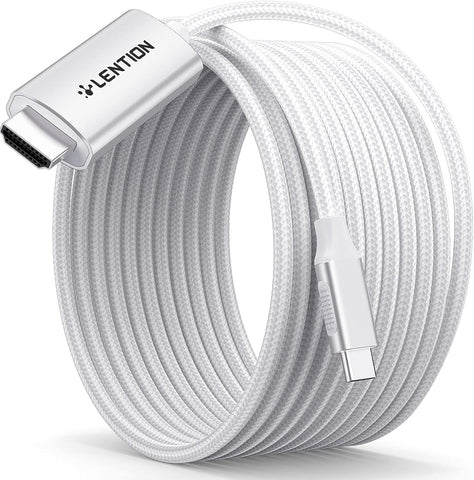 LENTION 10FT USB C to HDMI 2.0 Cable Cord 4K@60Hz,Thunderbolt 3/4 to HDMI Cable,USB-C Compatible 2023-2016 MacBook Pro 13/15/16,New iPad Pro/Mac Air/Surface,Galaxy S8 to S23,iMac,Dell(CU707-3M,Sliver)