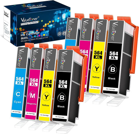 Valuetoner Compatible Ink Cartridge Replacement for HP 564XL 564 XL for Photosmart 5510 5514 Premium B209 B210 Officejet 4610 4620 4622 Deskjet 3070A Printer (Black Cyan Magenta Yellow,8-Pack)