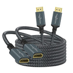 Twozoh HDMI Extension Cable 6.6FT 2 Pack, 4K HDMI Extender Male to Female Cord, Nylon Braided HDMI 2.0 Cable Adapter Support 4K@60Hz 3D HDR