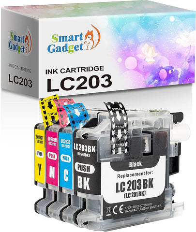 Smart Gadget Replacement Ink Cartridge LC203 LC201 Colour Set | Use with MFC-J485DW, MFC-J4620DW, MFC-J4320DW, MFC-J680DW, MFC-J4420DW, MFC-J885DW Printers | 4 Pack